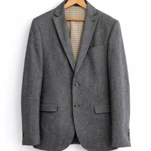 Next Tailoring Elbow Patch Blazer Wool Blend Mens 42L Slim Fit